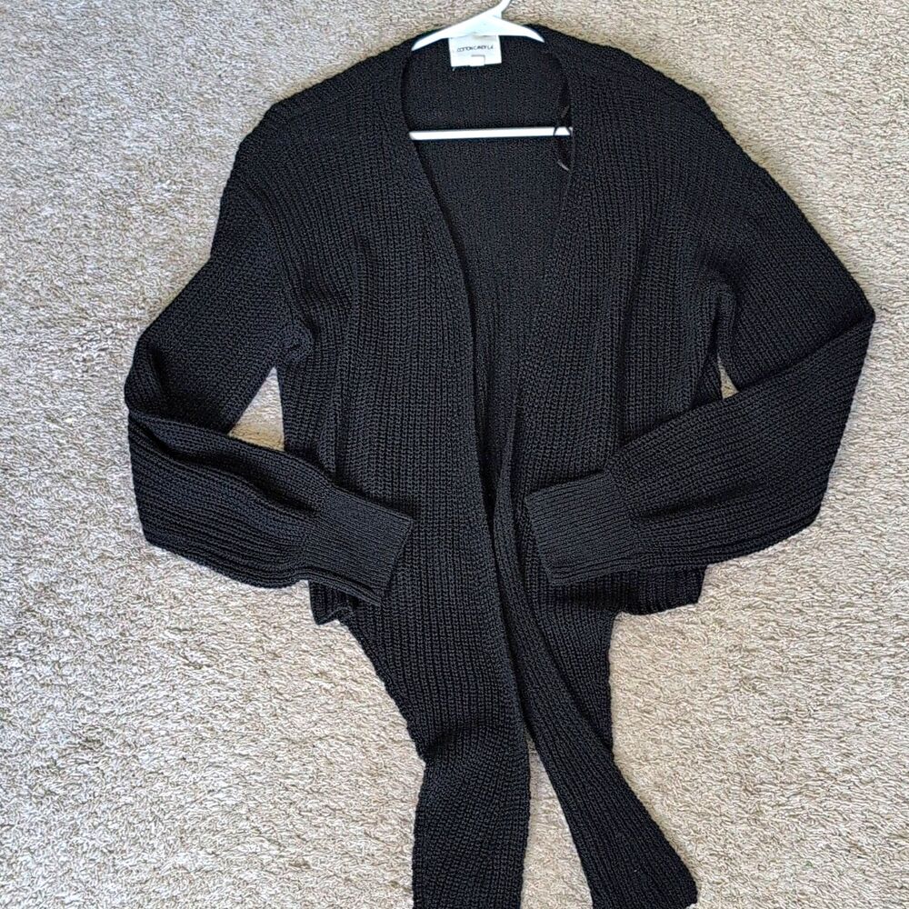 Cotton Candy LA Women's Black Knit Cardigan Sweater Open Front Long Sleeve M/L